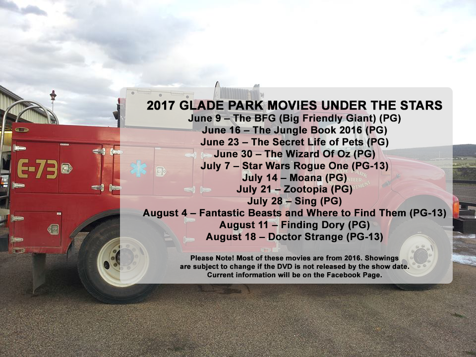 Glade Park Volunteer Fire Department Movies Under the Stars 2017