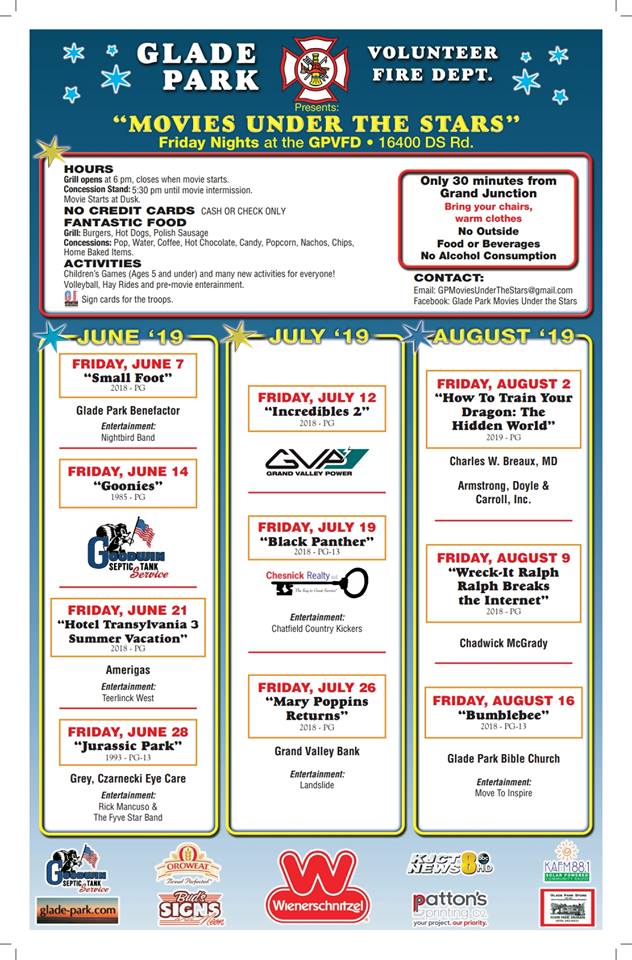 Glade Park Volunteer Fire Department Movies Under the Stars