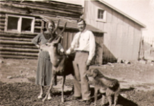Unk and Ula Lawrence and their deer - former owners of the Glade Park Store Unk and Ula Lawrence and their deer - former owners of the Glade Park Store