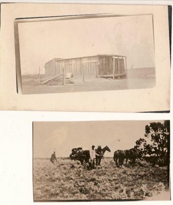 Glade Park Post office on postcard  & Avrill and Sherm plowing at Glade Park